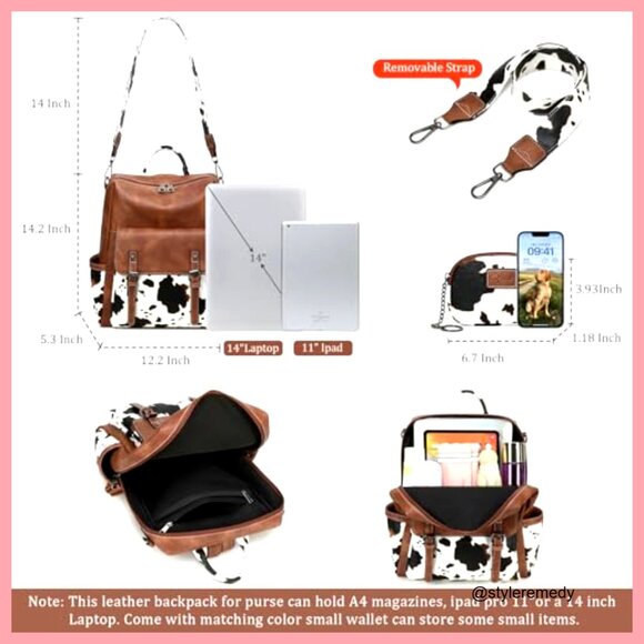 PU Leather Backpack Purse for Women Convertible Shoulder Bag Travel main image 5
